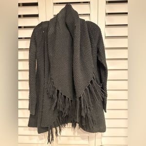 fringe shawl collar swing cardi